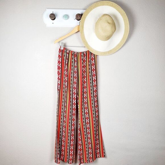 Pants - Stella Laguna Beach Boho Flare Sunset Orange Pants Y2K Indie Aesthetic Sz S